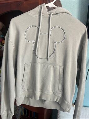 H&M Light Beige Crewneck Hoodie with Mickey Outline